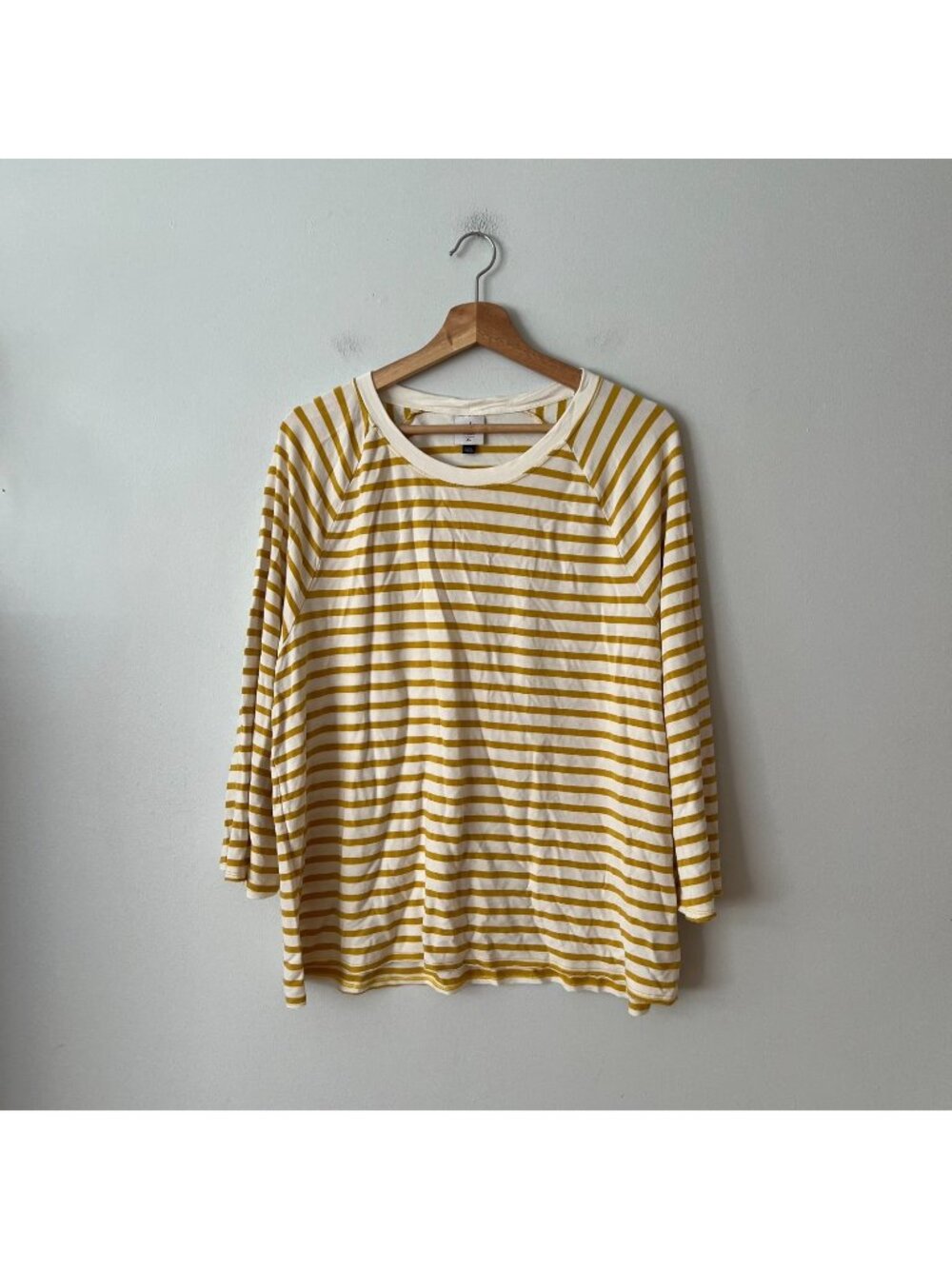 Cabi Cream Gold Striped Long Sleeve Top Women's Size XL